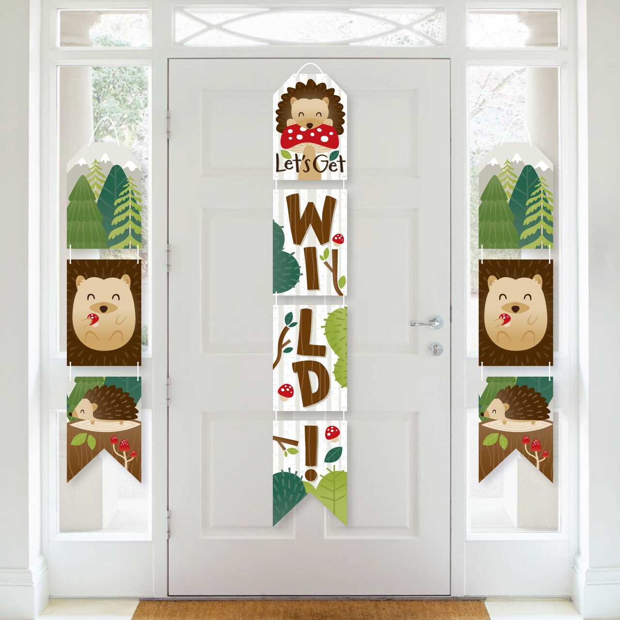 Big Dot of Happiness Forest Hedgehogs - Vertical Paper Door Banners - Woodland Birthday Party or Baby Shower Wall Decoration Kit - Indoor Door Decor